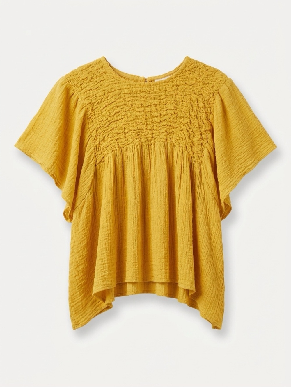 Free People FP One XS Mustard Yellow Smocked Flowy Boho Top